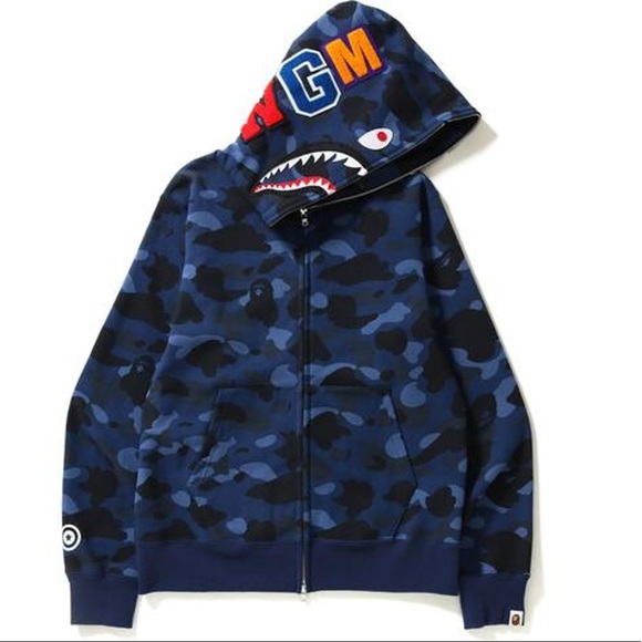 Bape Navy Camo Shark Full Zip Hoodie size XL Bape Navy Camo Shark Full Zip Hoodie size XL